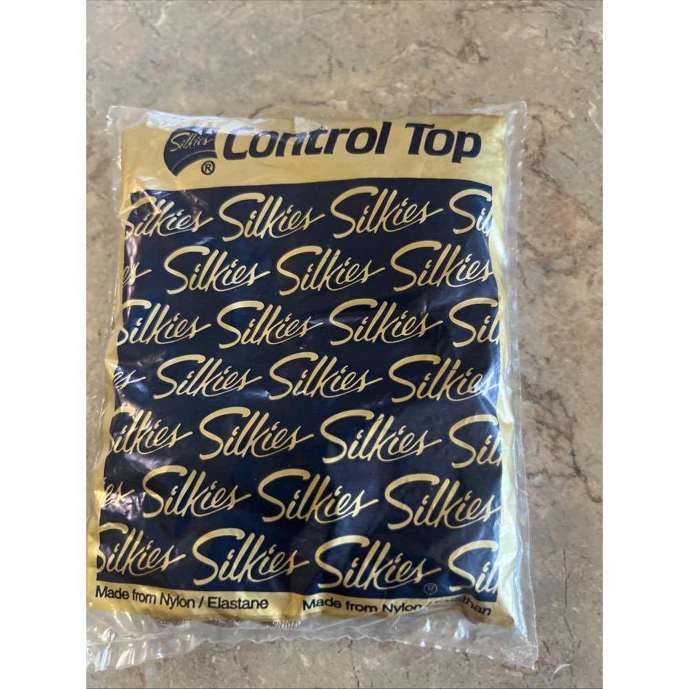 Vintage Silkies Control Top Medium Barely Black Pantyhose